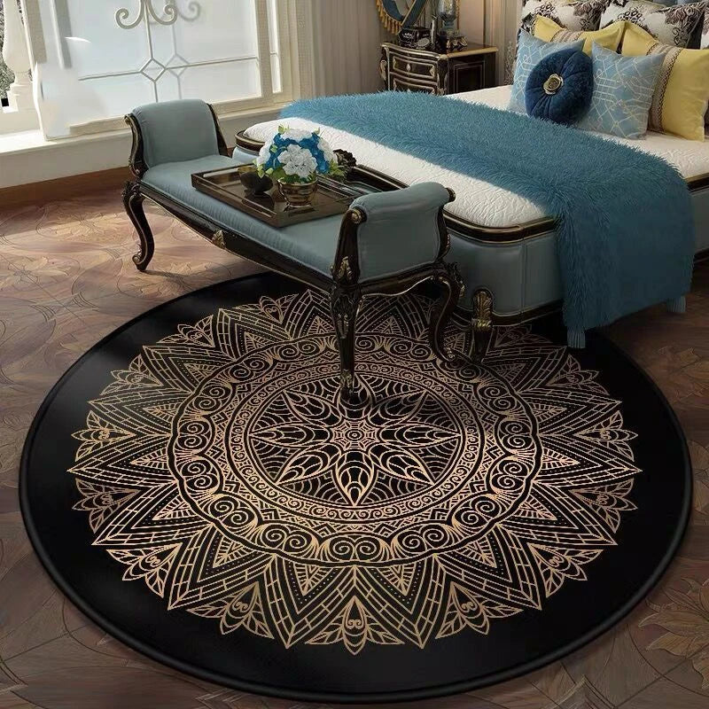 Ethnic Mandala Round Carpet for Living Room Decor by Axyaa