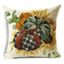 Axyaa Grey Pumpkin Sunflowers White Throw Pillowcase for Home Decor