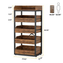 Axyaa 5-Tier Wood Fruit & Vegetable Storage Rack: Pull-Out Snack Stand Organizer
