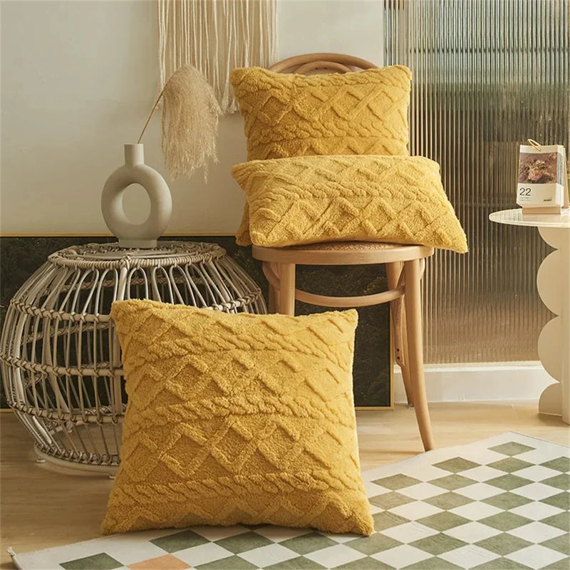Axyaa Vintage Knit Plush Pillow Cover 45x45 Sofa Couch Cushion Case