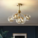 Axyaa Amber Glass Ceiling Chandelier: Nordic Suspension Pendant Light