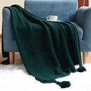 Axyaa Dark Green Imitation Cashmere Shawl Blanket for Sofa Decor & Bedspread