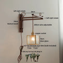 Axyaa Wood Square Glass Wall Sconce LED Lights with Pull Chain Switch