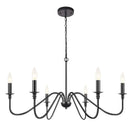 Axyaa 6-Light Black Wrought Iron Chandelier for Kitchen Island and Dining Area