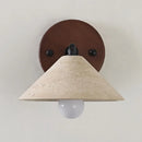 Axyaa LED Travertine Wall Light with Wood Pull Chain Switch and Iron Mirror Light