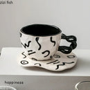 Axya Ceramic Mug & Plate Set with Unique Handle. Breakfast & Beverage Cups.