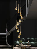 Axyaa Modern Crystal Villa Staircase Chandelier for Living Room, Loft, and Restaurant