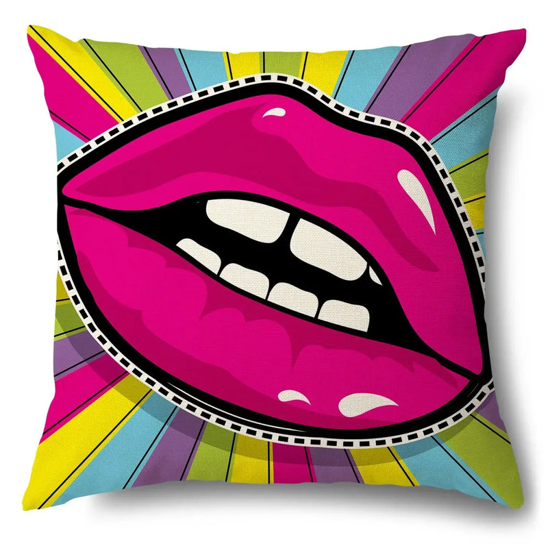 Axyaa Soft Plush POP Comic Portrait Cushion Cover - Home Decor Pillowcase