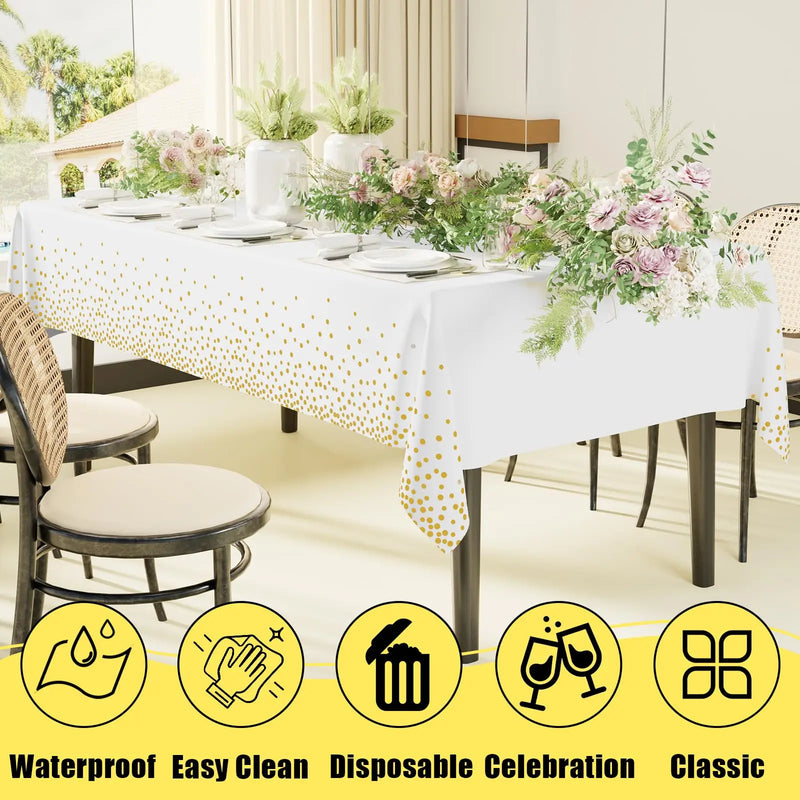 Axyaa Waterproof Vinyl Tablecloth 6 Pack 54x108In Disposable Plastic Table Covers