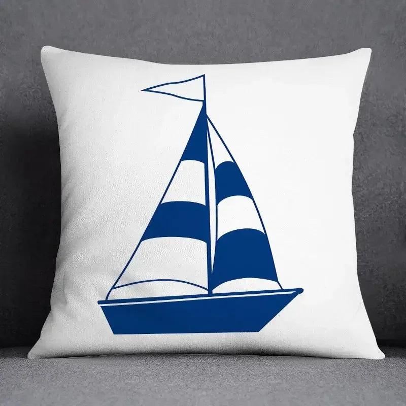 Axyaa Blue Mermaid Sailor Marines Polyester Pillowcase Home Office Decor