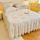 Axyaa Princess Lace Bed Skirt in Pure Cotton with Romantic Rose Floral Design