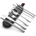 Axyaa Stainless Steel Camping Utensil Set with Travel Case