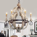 Axyaa Nordic Wood Retro Pendant Lamp Kitchen Chandelier, Rural Style House Decor Lighting