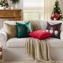 Embroidered Forest Deer Velvet Christmas Pillow Cover 45x45cm for Living Room & Bedroom by Axyaa