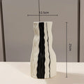 Axyaa Geometric Stripes Wave Ceramic Vase - Handmade Irregular Design