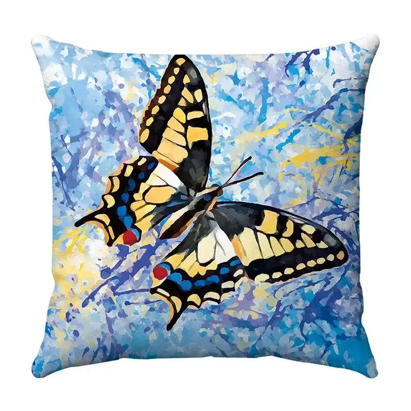 Axyaa Butterfly Print Cushion Cover 45x45cm - Farmhouse Stylish Home Decor Pillow Cover