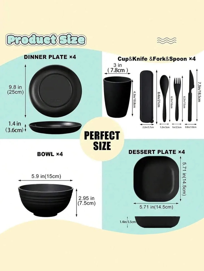 Axyaa Reusable Plastic Cutlery Set for Four People | School & Christmas Gift