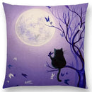 Cute Cat Moon Night Wonderland Witch Halloween Dance Pillow Cover by Axyaa