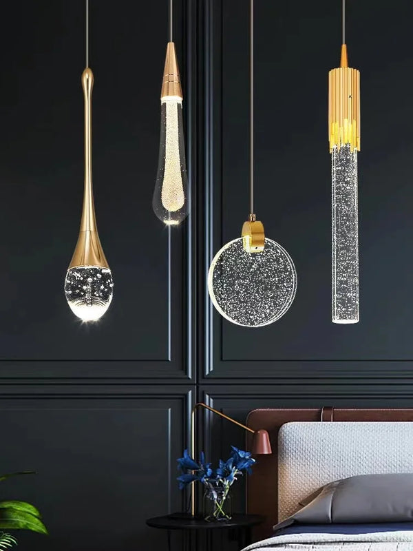 Axyaa Modern Crystal Chandelier Bubble LED Ceiling Light for Dining Living Kitchen Bedroom