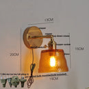 Axyaa Brass Finish Glass Wall Sconce Light with Pull Chain Switch