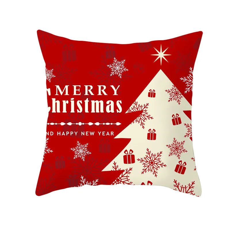 Axyaa Christmas Gift Pillowcase Red Print Cushion Cover for Home Sofa