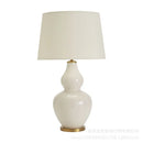 Axyaa White Ceramic Gourd Table Lamp for Bedroom Living Room Study