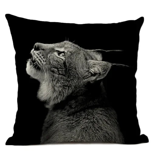 Axyaa Cat Pattern Cushion Cover 45x45cm Linen Pillowcase for Home Sofa Art Decor