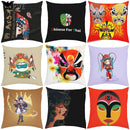 Axyaa Beijing Opera Face Changing Pillow Case 45x45cm for Sofa & Car Decoration