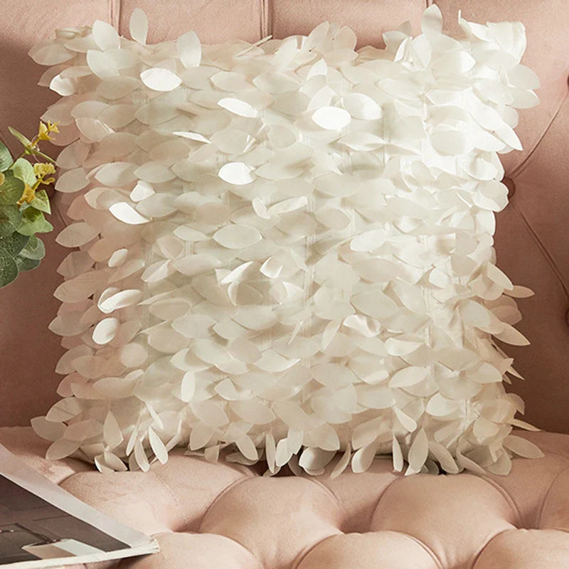 Axyaa Soft Leaf Satin Sofa Cushion Cover for Wedding Party Decoration