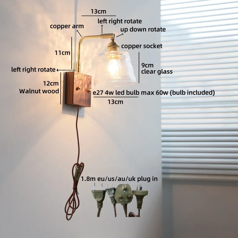 Axyaa Clear Glass LED Wall Light Fixture for Modern Nordic Design