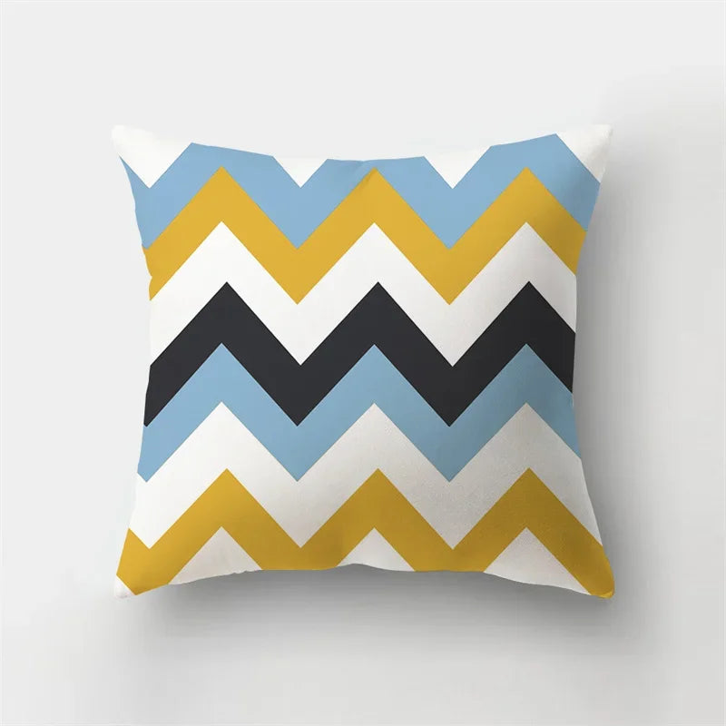 Blue Elk Geometric Pillow Case Cover by Axyaa - Fresh Animal Print Home Decoration