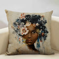 Axyaa African Lady Oil Painting Pillow Case Home Sofa Art Decoration Cover