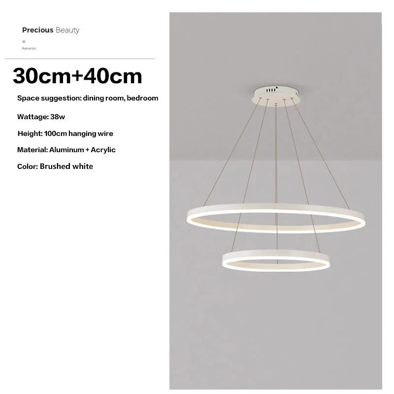 Axyaa Black LED Ring Chandelier Ceiling Light, Modern Circular Pendant for Kitchen, Living, and Dining Rooms.