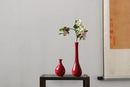 Axyaa Chinese Style Red Ceramic Vase Set Zen Tea Mat Decorative Flower Arrangement
