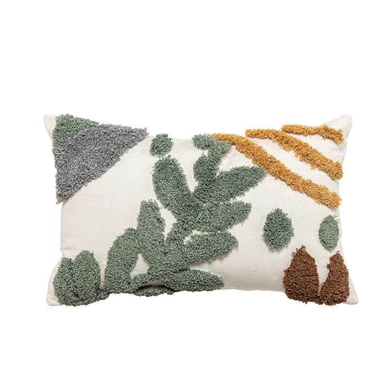 Axyaa Tufted Leaf Plush Cushion Cover for Living Room Sofa