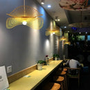 Axyaa Bamboo Chandelier: Handmade LED Pendant Lamp for Kitchen Island, Restaurant, Tea Room