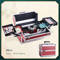 Axyaa Professional 4-Tray Makeup Train Box with Lock and Compartment