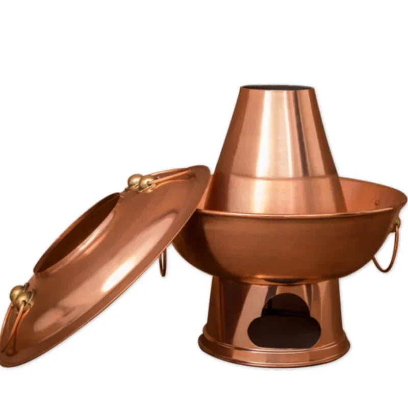 Axya Double Flavor Copper Hot Pot for Old Beijing Stove and Charcoal Cooking