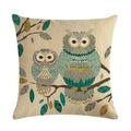 Axyaa Owl Pattern Linen Pillowcase - Palm Bird Cushion for Home Decor