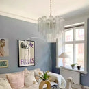 Axyaa Crystal Chandelier Pink Glass Pendant Light Luxury Lighting