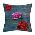 Retro Floral Linen Pillow Cover Abstract Art Decor for Living Room Sofa by Axyaa