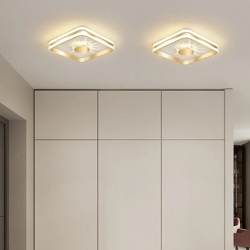 Luxe LED Ceiling Light for Aisle, Bedroom, Bathroom - Axya Gold Black Ceiling Lamp