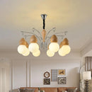 Axyaa Walnut Solid Wood Chandelier: New Chinese Style Lighting for Living, Dining, and Bedroom