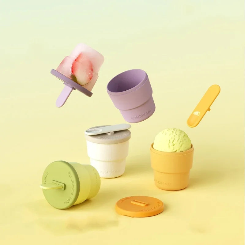 Silicone Popsicle Mold with Sticks by Axyaa - Kid-Friendly Ice Cream Maker