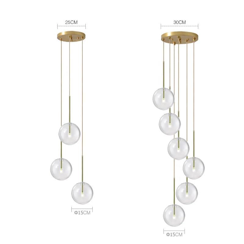 Luxury Glass Ball Chandelier Pendant Light for Living Room Bedroom Decor by Axya