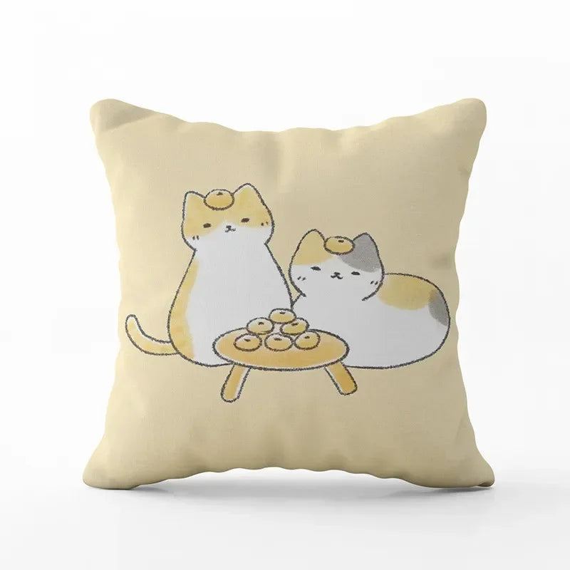 Cute Cat Pillowcase by Axyaa: Modern Simple Design for Home Decor - Square Pillow Cover