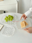 Axyaa Auspicious Cloud Glass Square Plate for Home Décor and Serving