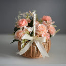 Axyaa Woven Flower Basket with Pearl Handle - Wedding Decor & Picnic Baskets