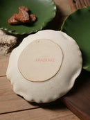 Axyaa Retro Style Steak Plate with Irregular Lotus Leaf Design, Creative Ceramic Dessert Dish