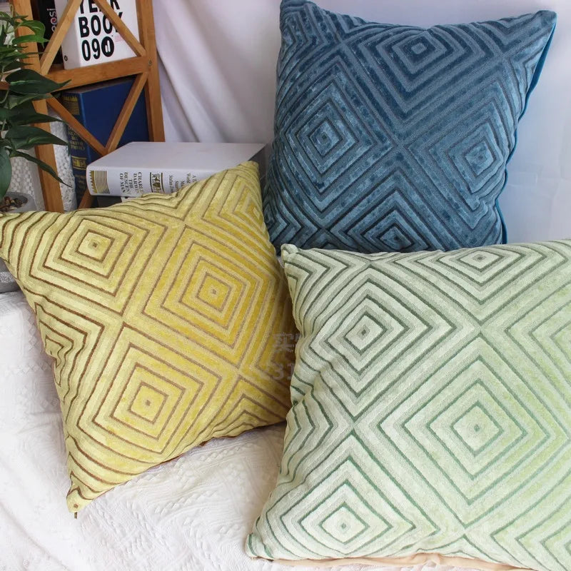 Velvet Geometric Cushion Cover 45x45cm - Axyaa - Nordic Style Home Decor
